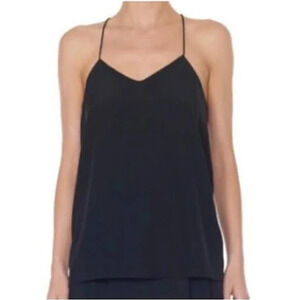 Tibi New York Sleeveless Spaghetti Strap V-Neck Tank Top Black Women's Size 12